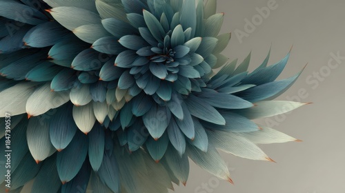 Abstract Floral Design with Layers of Blue and Green Petals