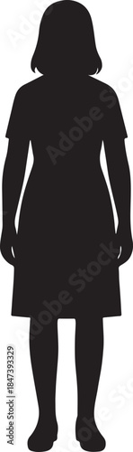 Silhouette of a Young Girl: An elegant silhouette of a young girl, showcasing her innocence and grace in a minimalist style, standing upright, ready for her journey. 