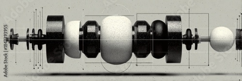 Abstract Composition of Mechanical Elements and Geometric Shapes