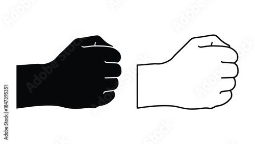 Contrasting hands a black fist and a white hand with a thumbs up