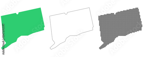 Map USA States Connecticut Outline Dots