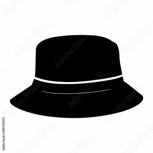 Silhouette illustration of a black bucket hat, a popular fashion accessory