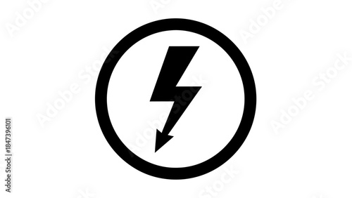 Black lightning bolt symbol inside a circle representing electricity danger warning.