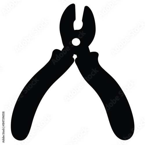 Black silhouette of pliers tool showcasing its unique shape and functionality