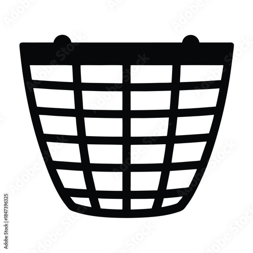 Stylized Black and White Image of a Wire Basket Silhouette Isolated