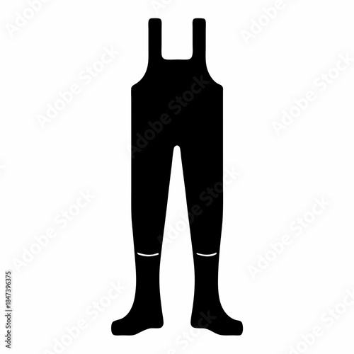Black Silhouette Illustration of Fishing Waders or Waterproof Overalls for Outdoor Activities
