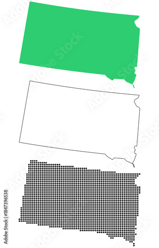 Map USA States South Dakota Outline Dots