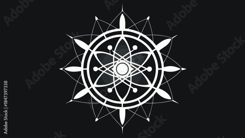 Stunning white mandala design on black background for meditation