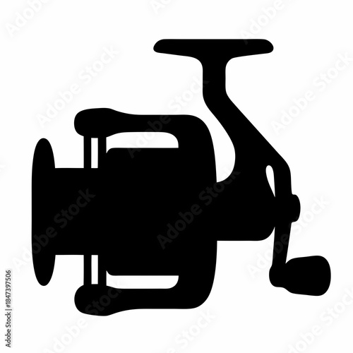Silhouette of a Fishing Reel Illustrating Angling Technology and Equipment
