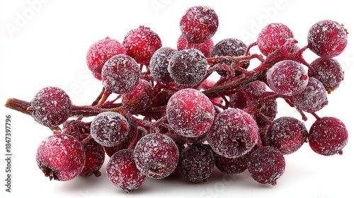 Frosted berry cluster isolated on white background