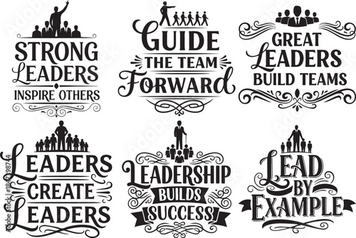 Strong leaders inspire great teams forward vector design illustration phrases