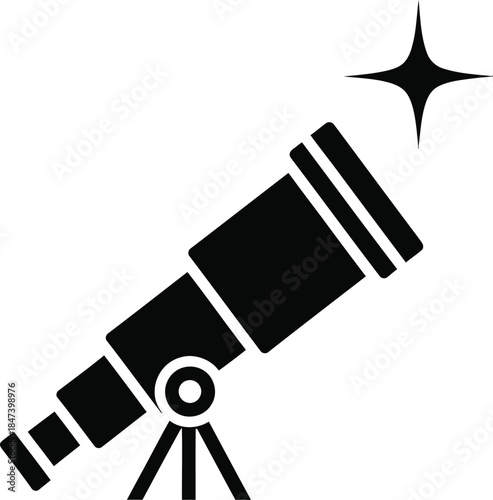 Telescope pointing at a star in the night sky astronomy