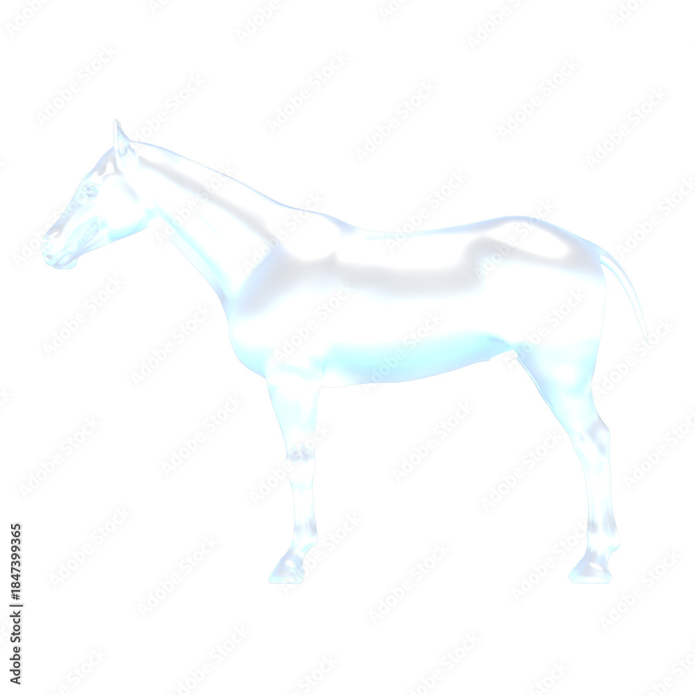 Obraz premium ガラスの馬 馬 3DCG レンダリング画像 ガラス