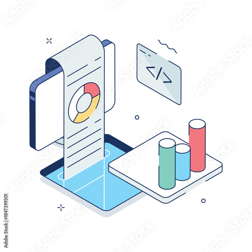 Check this amazing isometric illustration of web data analysis
