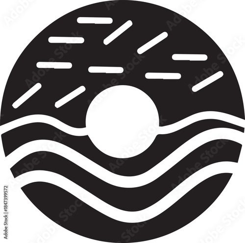 Donut icon silhouette vector flat design on white background