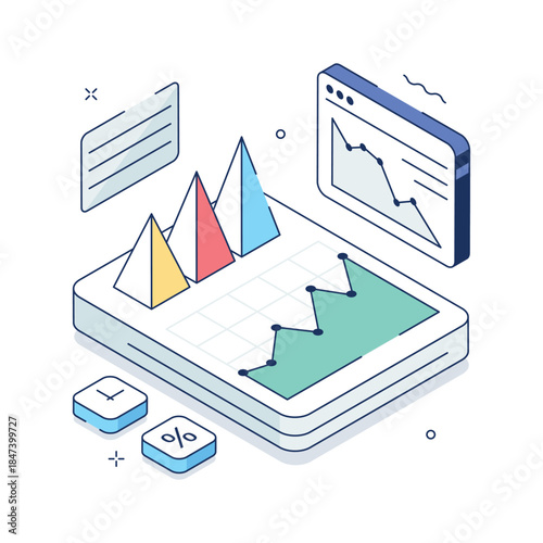 Creatively crafted amazing isometric illustration of analytical report