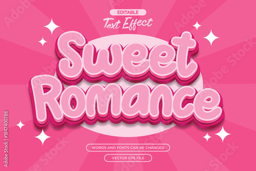 Sweet romance editable text effect with 3d pink text style and with pink comic background
