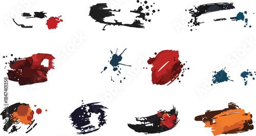 Grunge Brush Strokes Artistic Vector Collection for Creative Design Projects