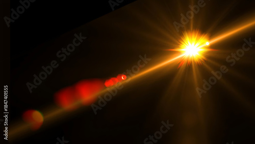 yellow lens flare star line burst effect