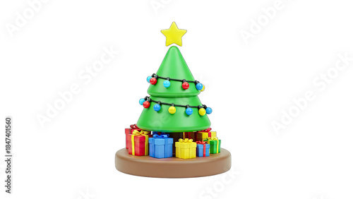 Wallpaper Mural 3D Christmas Tree with Gifts on White Background Torontodigital.ca