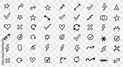 Collection of Hand Drawn Doodle Icons and Symbols.