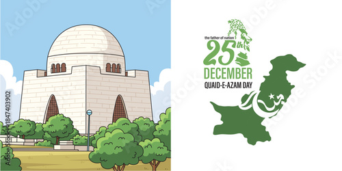 Quaid e Azam Day 25 December Celebration Creative Vector EPS Illustration Design.Translation: Muhammad Ali Jinnah 25th December, 1876