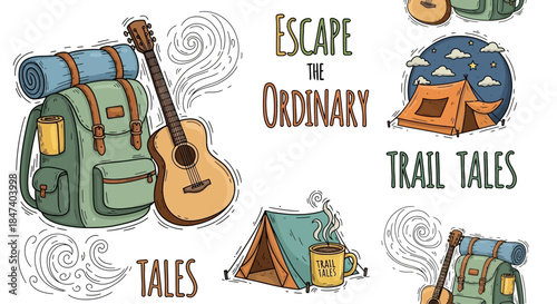 Camping and Adventure Gear with Inspirational Quotes.