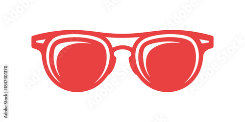 Red Eyeglasses on White, Minimalist Style, Optics and Vision, Isolated, Plain