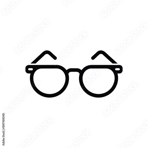 Round Glasses Outline on Transparent, Spectacles Silhouette, Eyewear Accessory