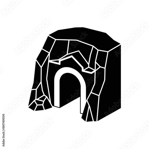 Dark Cave Entrance with Jagged Rock Formations.