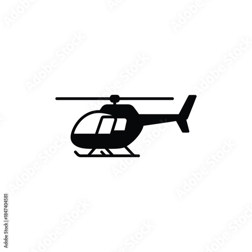 Simple Black Silhouette of Helicopter with Transparent Background Design