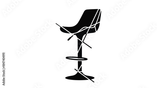 Broken office chair with torn upholstery and damaged base in minimalist white background, symbolizing workplace stress and frustration