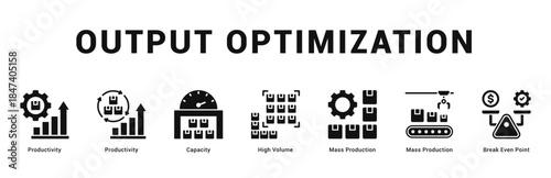 Output Optimization Modern and clean web banner illustration featuring thematic icons for visual communication