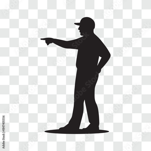 Baseball Coach Silhouette – Side View Giving SignalsBaseball Coach Silhouette – Side View Giving Signals