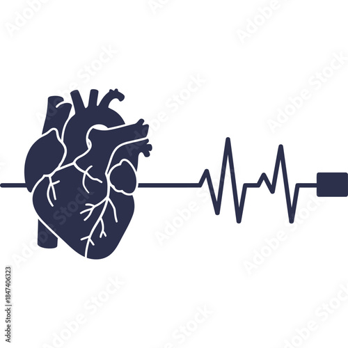 Anatomical Heartbeat Pulse with Data Endpoint – Clinical Cardiology Icon for Medical Education, Diagnostics & Digital Health Platforms


