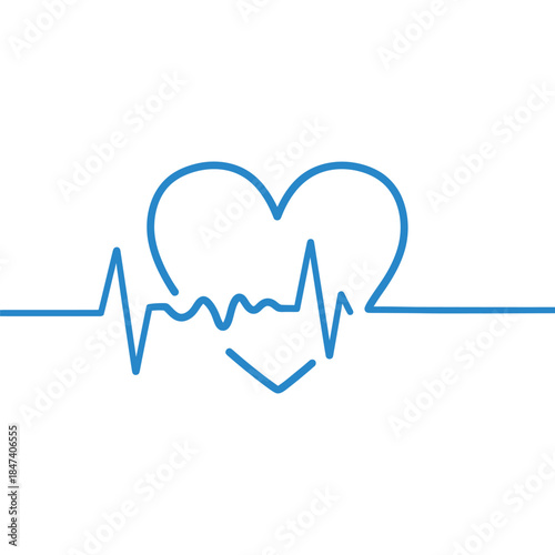 Heart Containing Pulse Rhythm – Elegant Medical Symbol for Cardiology Apps, Fitness Trackers & Holistic Wellness Interface Design

