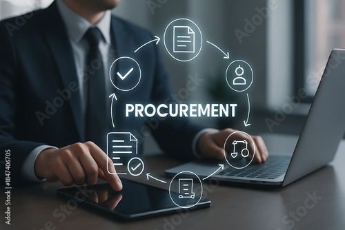 Businessman managing procurement contracts and approvals. Concept of collaboration, decision making, document management, and operational new concept