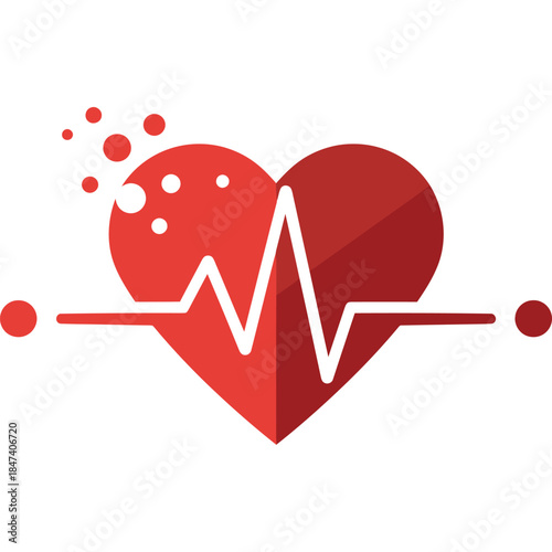 Bubbling Heartbeat Pulse – Energetic Wellness Icon with Oxygen Bubbles for Cardio Fitness, Detox & Circulation Health Design

