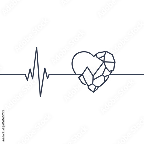 Cracked Heartbeat Pulse – Emotional Resilience & Recovery Icon for Mental Health, Healing Journeys & Vulnerable Wellness Design

