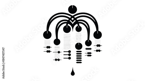 Stylized modern face illustration with abstract design elements and digital patterns on white background for creative technology concept