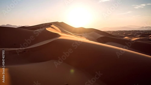 Majestic Desert Dunes at Sunset: Golden Hour Landscape