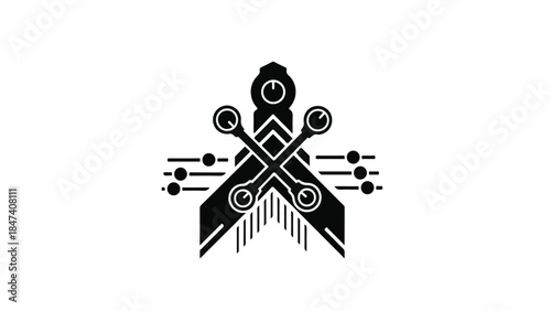 Modern abstract geometric design with black and white shapes and lines, creative dynamic composition for graphic design and branding