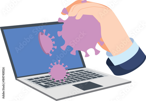 Removing Computer Virus from Laptop for Cyber Security / Eliminando Virus Informático de la Computadora Portátil para Seguridad Cibernética / Removendo Vírus do Computador Portátil para Segurança Cibe