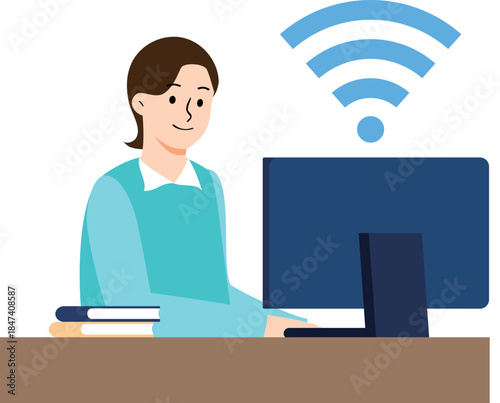 Using Wi-Fi Internet Connection on a Computer / Uso de Conexión a Internet Wi-Fi en una Computadora / Uso de Conexão Wi-Fi à Internet em um Computador