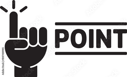Black icon showing finger pointing up with word