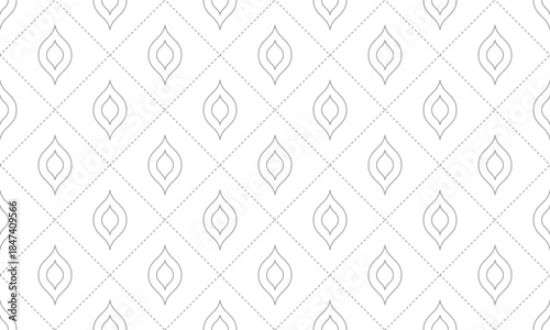 Abstract geometric seamless pattern with ogee shapes and diamond dots line. Vector Minimal Background.