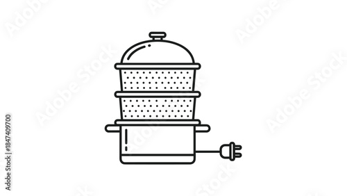 Electric food steamer with modern design for healthy cooking, Generative AI.