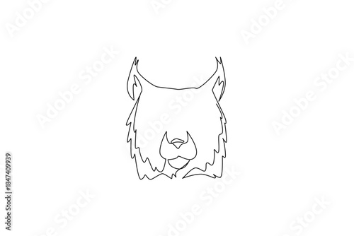 One line drawing of a lynx face, shows its tufted ears and wild features for International Lynx Day, representing the animal concept and raising awareness for wildlife conservation and protection