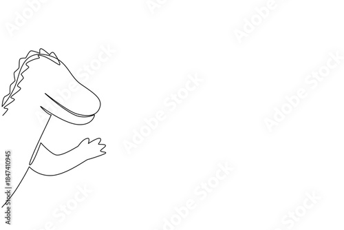 continuous line drawing of a crocodile waving hand, symbolizing wildlife and connection for National Zoo Lovers Day. This nature concept design highlights the bond between humans and animals.