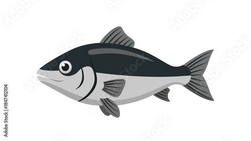 Stylized aquatic creature swimming gracefully vector illustration on white